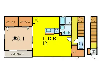 ソレイユ(1LDK/2階)の間取り写真