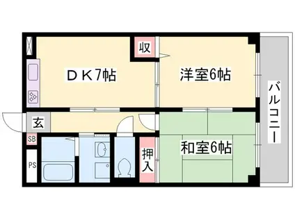 シャトレ手柄(2DK/2階)の間取り写真