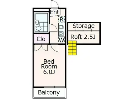 あかるハイム19(1K/1階)の間取り写真