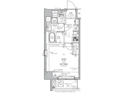 ディアレイシャス押上桜橋(1K/2階)の間取り写真