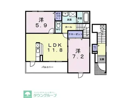 ベル・アルモニーI(2LDK/2階)の間取り写真