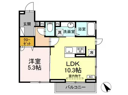 エイチアイレジデンス(1LDK/3階)の間取り写真