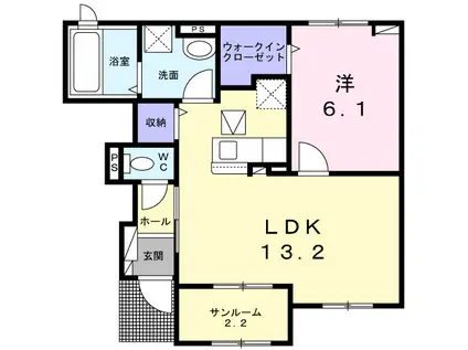 ミミエデン吉野ヶ里(1LDK/1階)の間取り写真