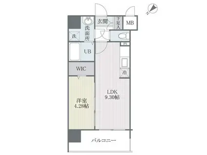 MODERN PALAZZO博多RIVA II(1LDK/12階)の間取り写真