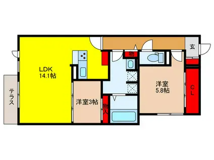 CLASHIST新森(2LDK/3階)の間取り写真
