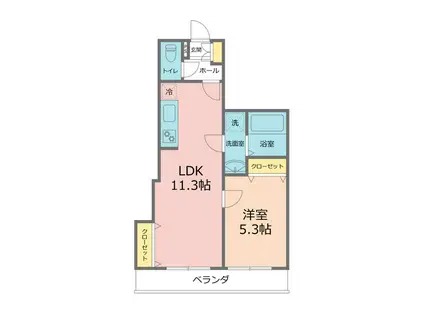 パームコテージXV番館(1LDK/3階)の間取り写真