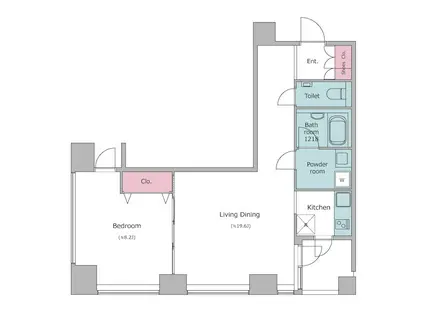 レジディアタワー麻布十番(1LDK/10階)の間取り写真