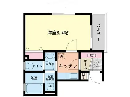 ルクシア(1K/4階)の間取り写真