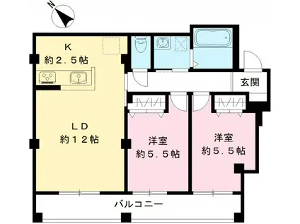 SOLANA DEUX ソラーナデュオ(2LDK/1階)の間取り写真