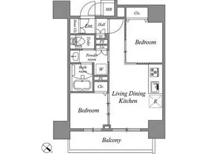 コスモグラシア板橋区役所前(2LDK/13階)の間取り写真