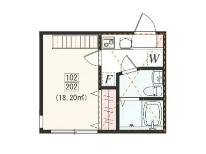 アザーレ・パッシオ東林間B(1K/2階)の間取り写真