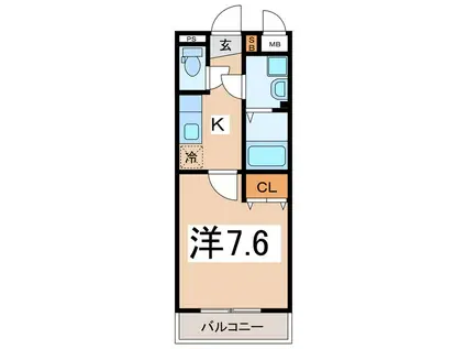 ラフィーネ甲府(1K/1階)の間取り写真