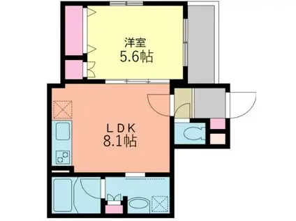 STORY S(1LDK/2階)の間取り写真