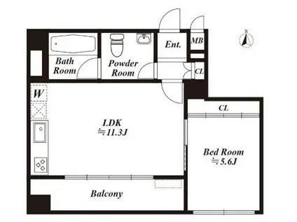 インテックスビル(1LDK/4階)の間取り写真