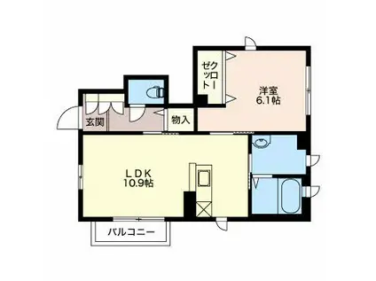 イーグル城山ハイツ S(1LDK/1階)の間取り写真