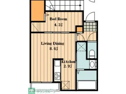 VIVACE(1LDK/2階)の間取り写真