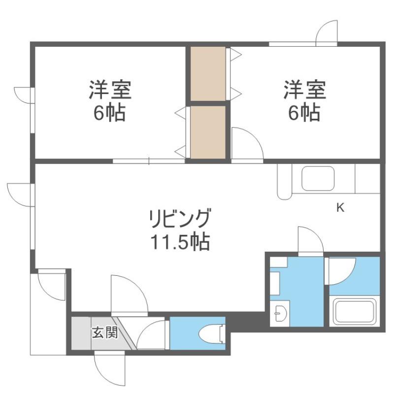 サウスヴィラB(2LDK/2階)の間取り写真