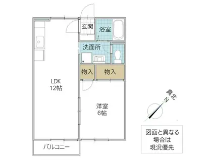 らぽーる梅園A棟(1LDK/2階)の間取り写真