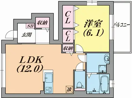 ナチュール谷上(1LDK/1階)の間取り写真