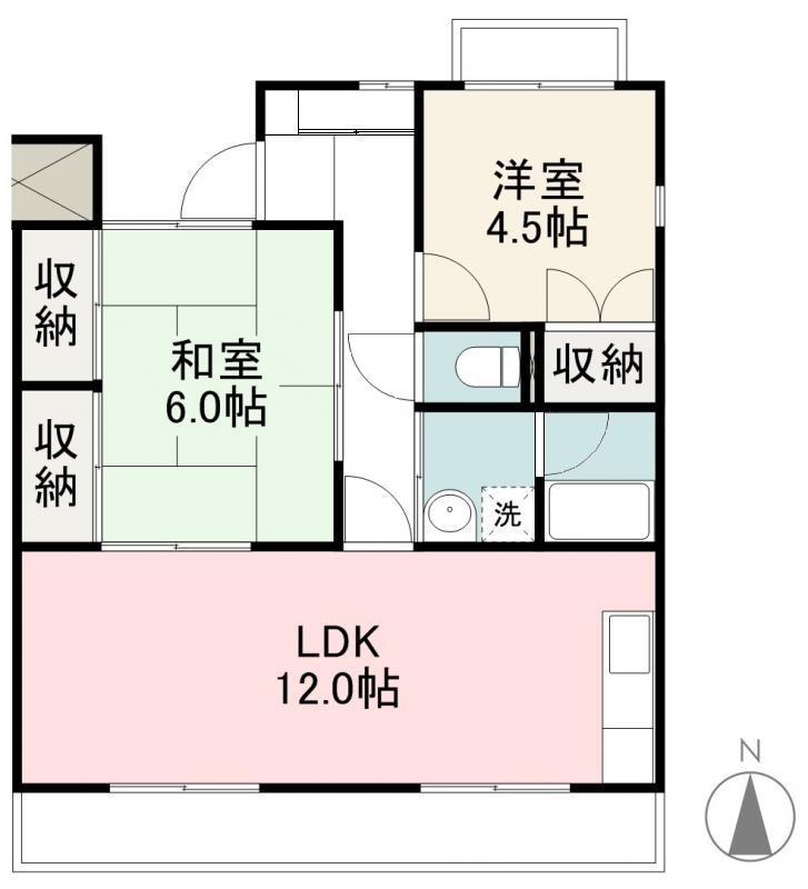 シーサイドハイツ屋島(2LDK/2階)の間取り写真
