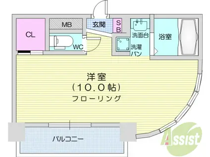 ヱビスヤパークサイド(ワンルーム/8階)の間取り写真