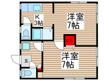 カマクラハイツ(2K/1階)の間取り写真