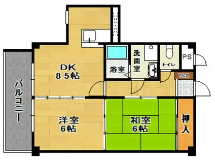プルミエール香久池公園(2DK/4階)の間取り写真
