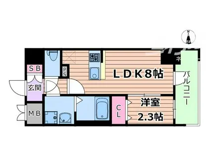 ソルテラスOSAKA千里丘駅前(1LDK/6階)の間取り写真