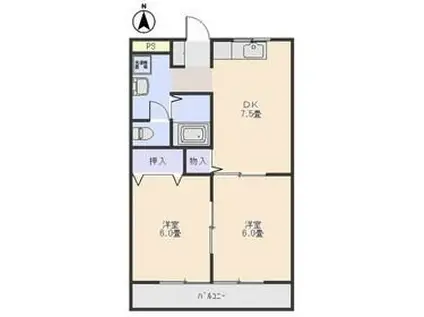 プリズムハイツ(2DK/2階)の間取り写真