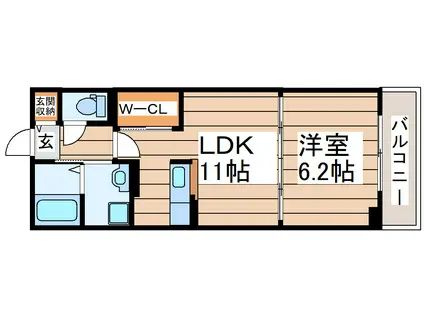 プロムナードIV(1LDK/1階)の間取り写真