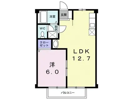 キャッスル神田川(1LDK/1階)の間取り写真