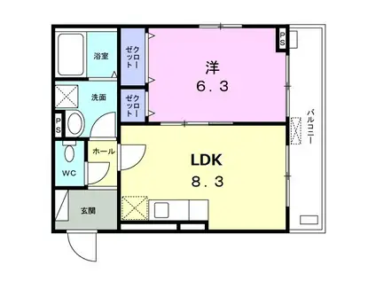 ラ フォレスタ ソレ(1LDK/2階)の間取り写真