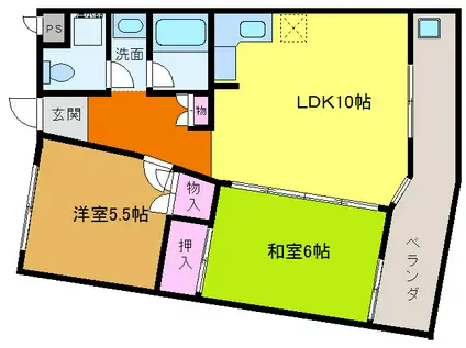 ソレイユ21(2LDK/4階)の間取り写真