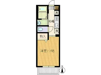SUN CREST K2(1K/2階)の間取り写真