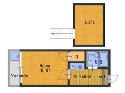 グローリーハイツ東福寺(1K/1階)の間取り写真