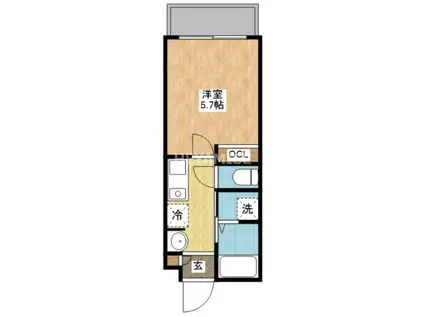 デ・クメール田中町(1K/5階)の間取り写真