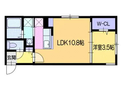 栄通12丁目MSウエスト(1LDK/1階)の間取り写真