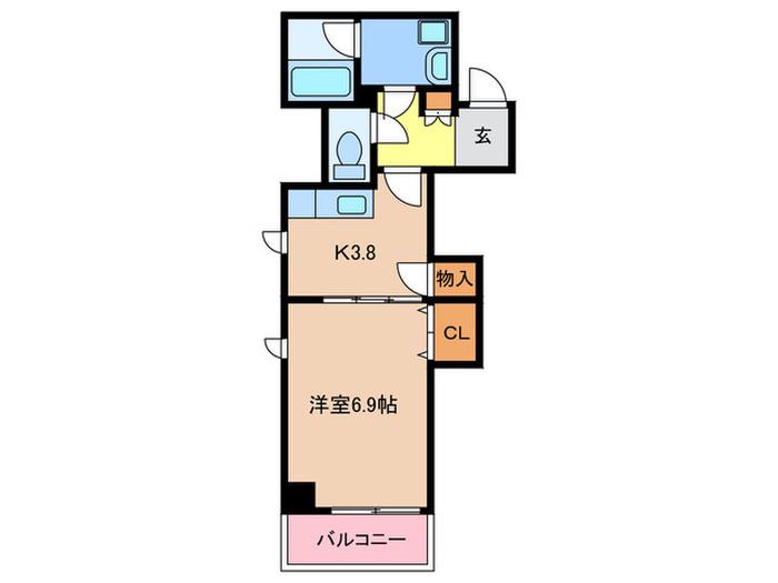 ベルドール赤間(1K/5階)の間取り写真