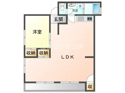 グリーンハイツ毛賀知(1LDK/5階)の間取り写真