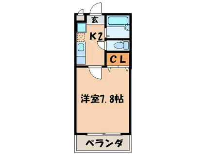 ルーミネス芦谷(1K/2階)の間取り写真