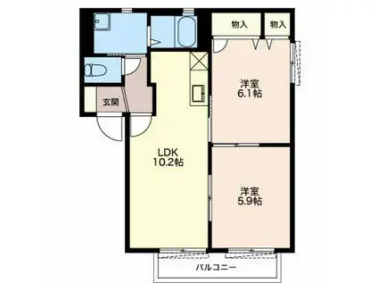 プレシアス(2LDK/2階)の間取り写真