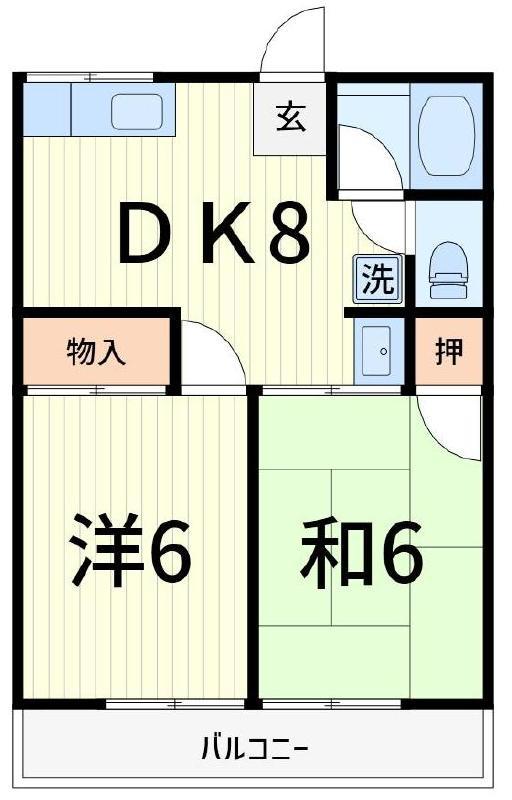 シティハイムヤマネ(2DK/2階)の間取り写真