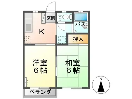 シャトルN・H(2K/1階)の間取り写真