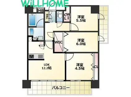エステムコート和歌山CITYステーションフロント(3LDK/14階)の間取り写真