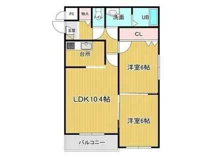 ミユ港町三丁目(2LDK/3階)の間取り写真