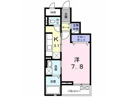 ル シエル I(1K/3階)の間取り写真