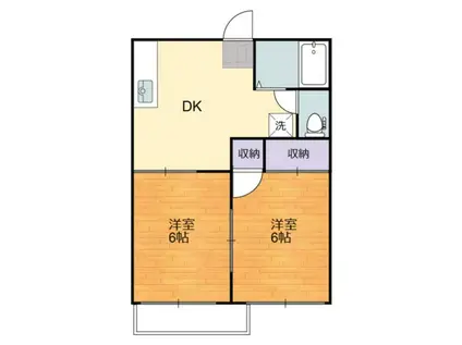 ポートハウス(2DK/2階)の間取り写真