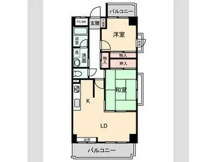 ウーリィパレス第二大森(2LDK/3階)の間取り写真