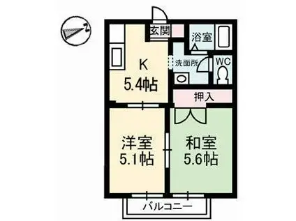 ツインマークⅢ(2DK/1階)の間取り写真