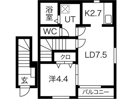 ブランシェ本館(1LDK/2階)の間取り写真